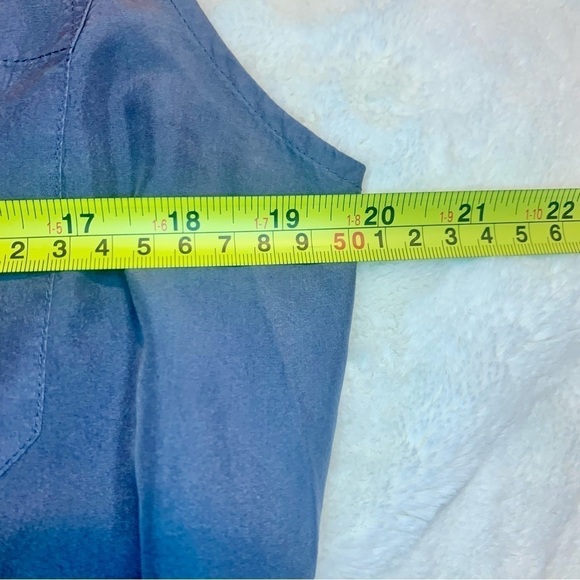 Per Se 100% Silk Romper Size 10 Carlisle Blue Grey Snap Pocket Drawstring Ties - Picture 12 of 16